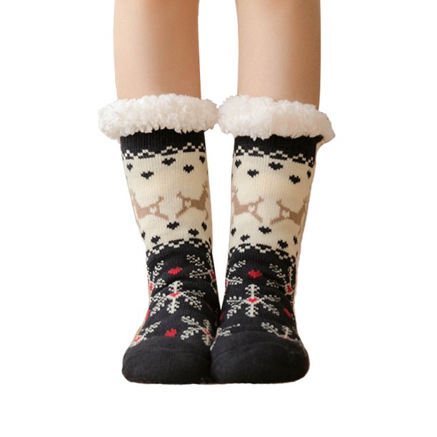 Bonitos calcetines antideslizantes para mujer, calcetines de invierno para mujer, regalo de invierno, calcetines de Navidad, calcetines de cabaña de invierno, regalo, calcetines de Navidad esponjosos, Afortunado Sencillez