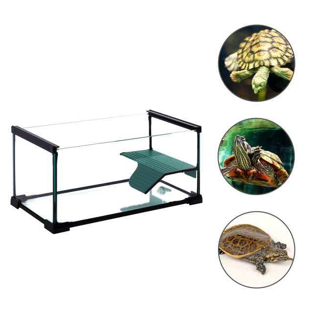 Terrario de Vidrio REPTI ZOO para Tortugas de Agua con Plataforma 41 x 21 x 20cm 17 Litros