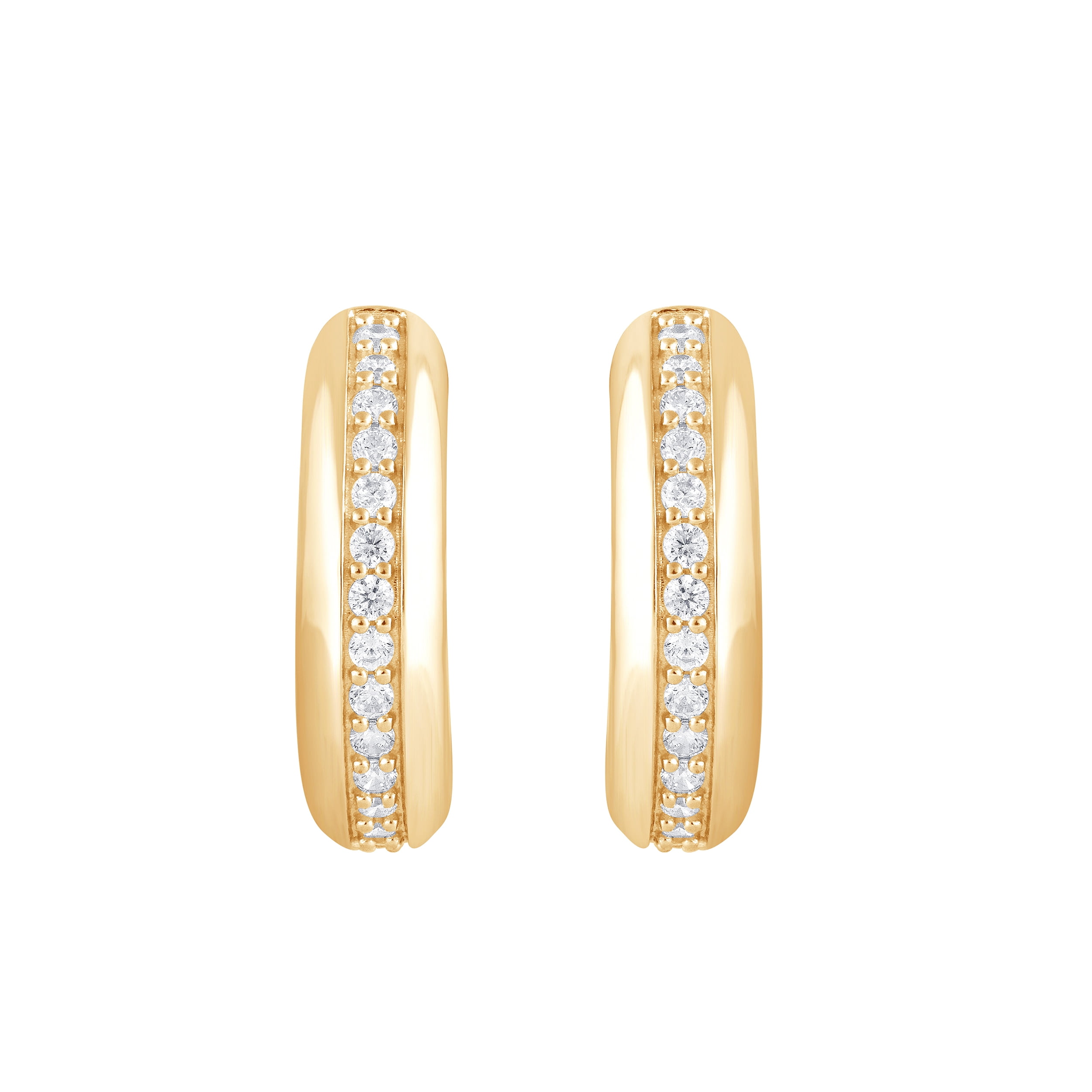 Unique Moments 1/3 Ct Lab Grown Diamond Hoop Earrings in Silver Yellow Gold Plated for Women