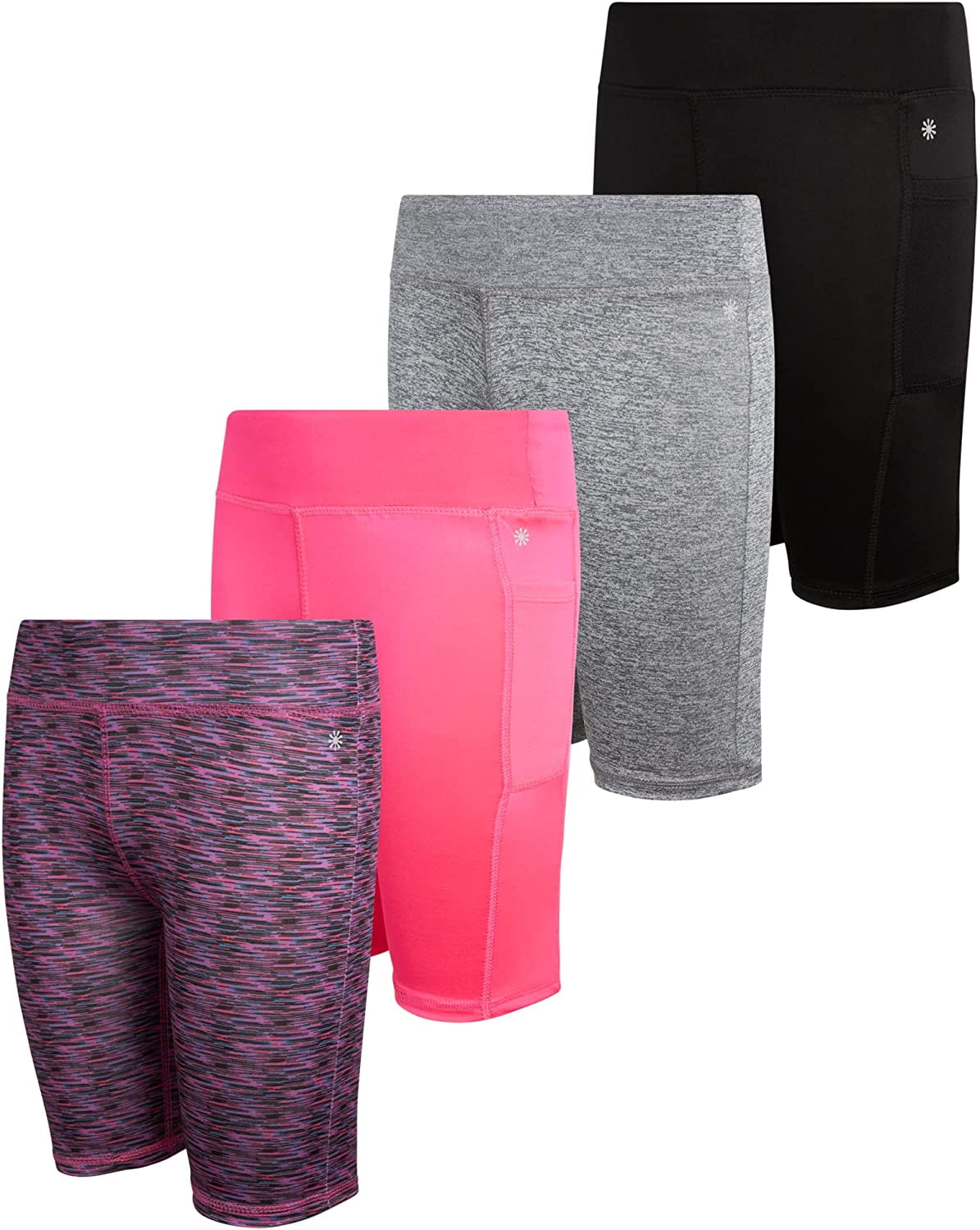 dELiAs Girls' Active Shorts 4 Pack Basic Performance Bike Shorts (Big