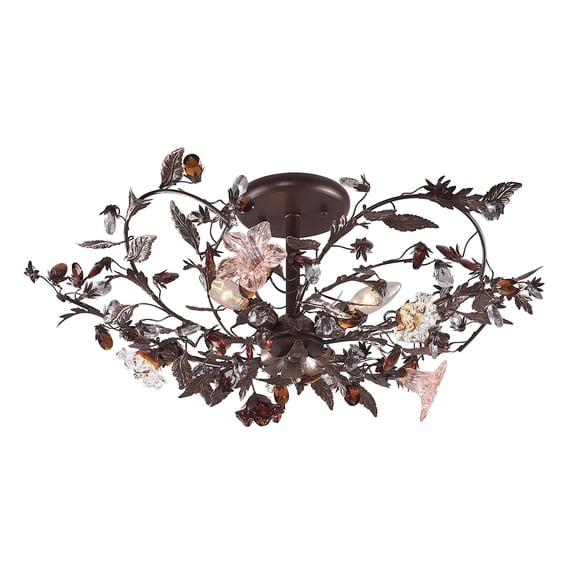 Elk Home 27-Inch Wide Cristallo Fiore Semi Flush Mount, Deep Rust