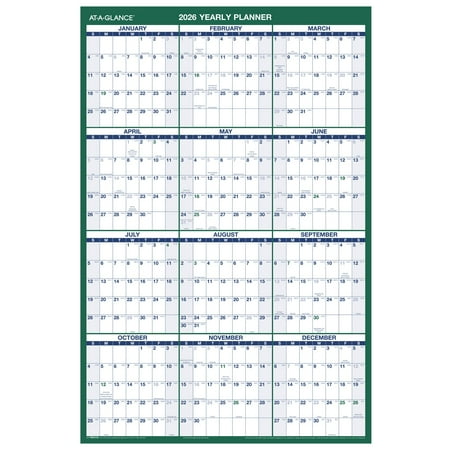 AT-A-GLANCE 2026 Vertical Reversible Erasable Wall Calendar Large 24 x 36 -