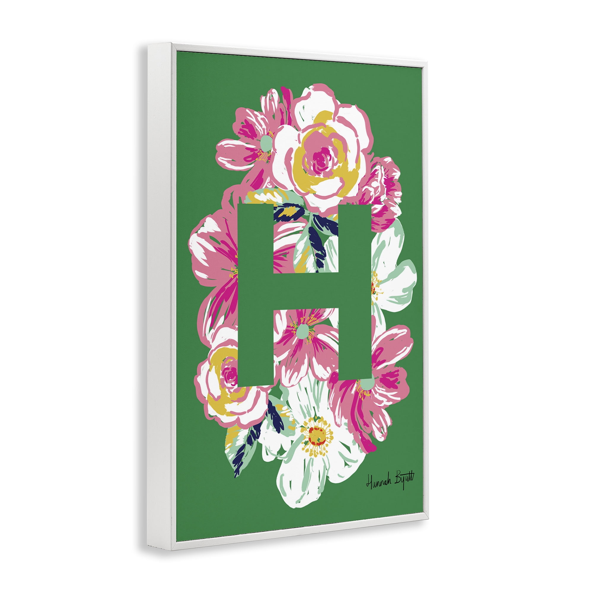 Stupell Industries Floral Bloom Letter H Botanical & Floral Painting White Framed Art Print Wall Art, 20 x 30