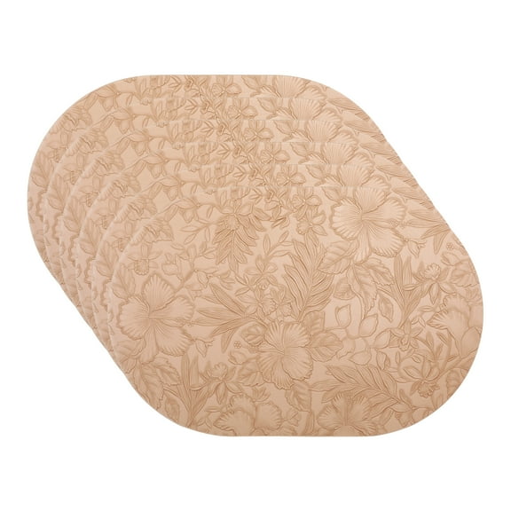 Placemats Set of 6 Leather Placemats for Kitchen Dining Table Decor Waterproof Heat Resistant Table Placemats Khaki 17.7*11.8inch