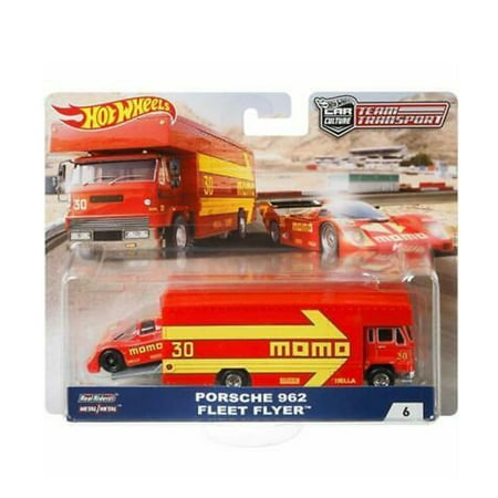 Hot Wheels Car Culture Team Transport Series 1:64 Die Cast Model Car Porsche 962 & Fleet Flyer 2 Cars Bundle