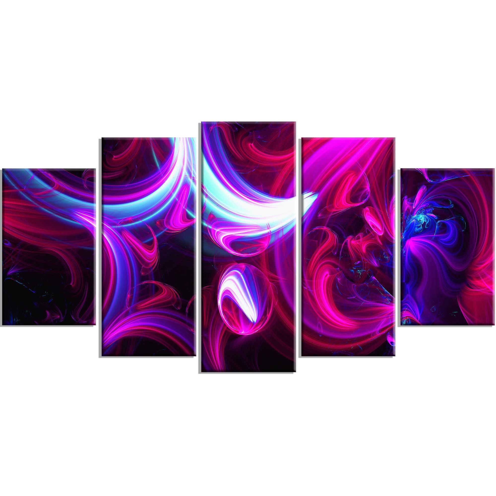 Design Art Purple Haze Abstract Digital Artwork on Canvas, 5 Panels, 60" x 32"