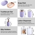 thumbnail image 7 of iMucci 8 Pieces Purple Bathroom Accessories Sets - Trash Can with Swing Lid, Soap Dispenser, Self Draining Soap Dish, Toilet Brush with Holder, Toothbrush Holder, Mouthwash Cup, Qtip Holder Dispensers, 7 of 7