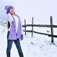 thumbnail image 6 of Girls Knit Beanie Scarf & Gloves Set Full Wrap Cuff & Top Pom 4 Colors, 6 of 8