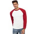 thumbnail image 7 of Men's Long Sleeve Crew Neck Casual Dynamic Cotton Raglan T Shirts, Red/White M, 1 Pack, 7 of 7