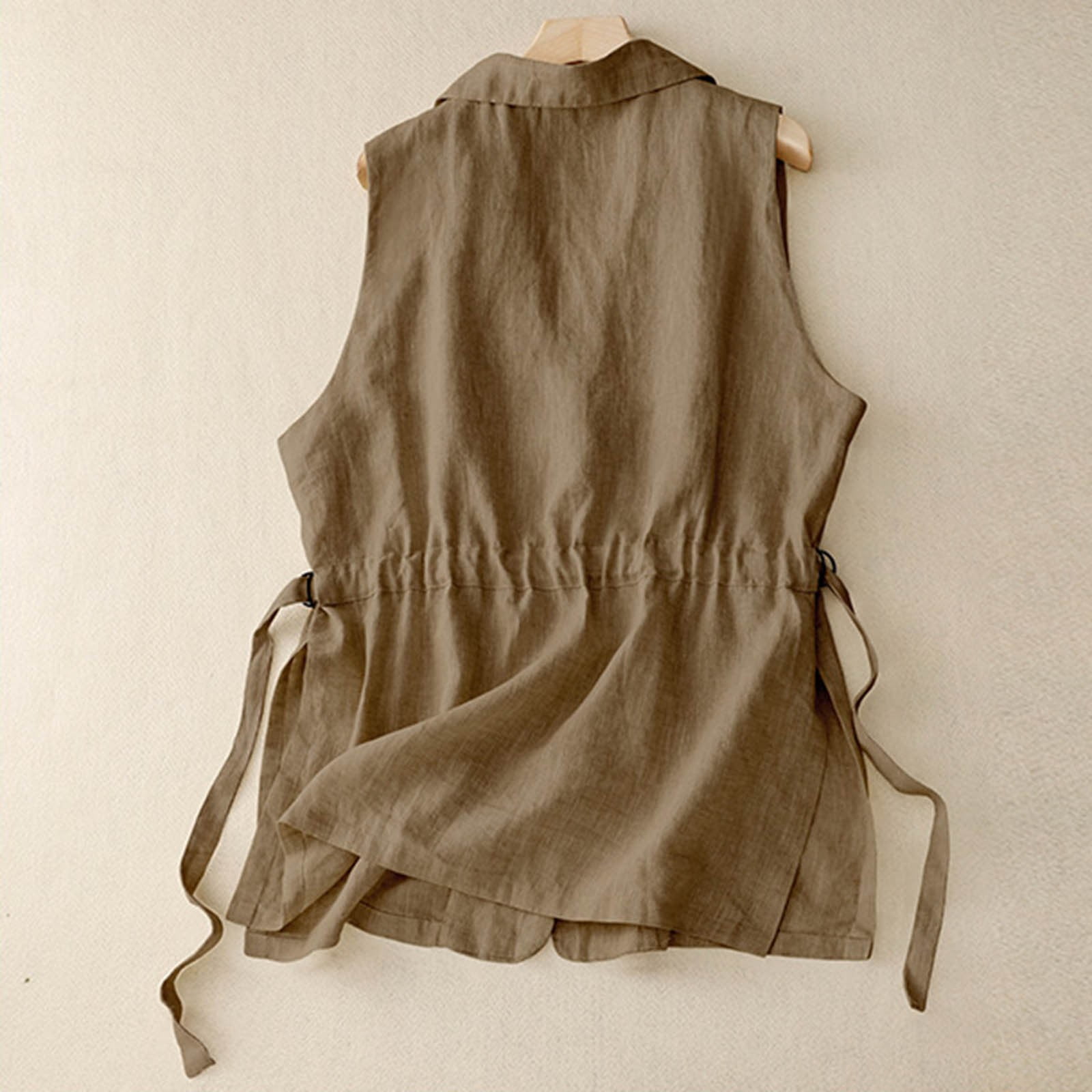 Womens Linen Vest Casual Loose Sleeveless Vests Jacke Long Vests for Women Reversible Vest Petite Running Vest Robe Coat for Women Outerwear Womens Coats Winter Workshop Vest Popcorn Jacket Women