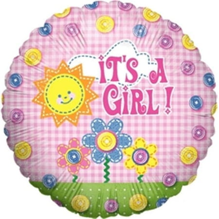 - Mayflower 69762 9 in. Its A Girl Button Flat Foil Balloon