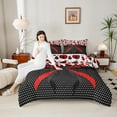 thumbnail image 4 of Manfei Cartoon Ladybird 3pcs King Size Comforter Sets,Kawaii Bow Bedding Comforter Set,Polka Dots Super Cozy Bedding Set,Ultra Soft Kids Bedroom Decor,Reversible, 4 of 8