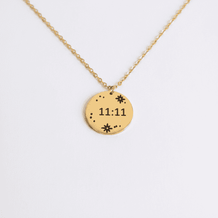 Jacques Eclat 11:11 Coin Necklace Gold Star Pendant Angel Number Jewelry Manifestation Necklace for Women