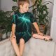 thumbnail image 4 of Balery Green Lightning Flash Conjunto de Pijama Infantil de Manga Corta con Estampado – Ropa de Dormir de Algodón Suave-3X-Large, 4 of 6