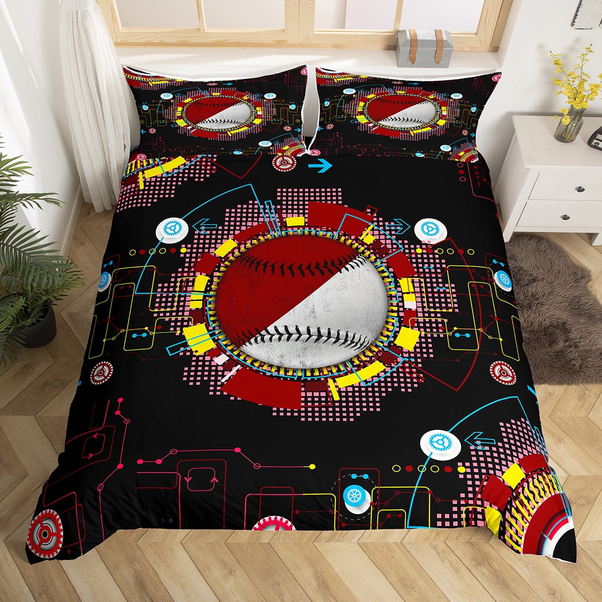 Baseball Comforter Cover Softball World Theme Bedding Set Twin Size