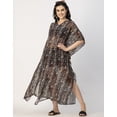 thumbnail image 2 of Moomaya Kimono Sleeves V Neck Kaftan Printed Rayon - Women's Elegant Kaftan, 2 of 9