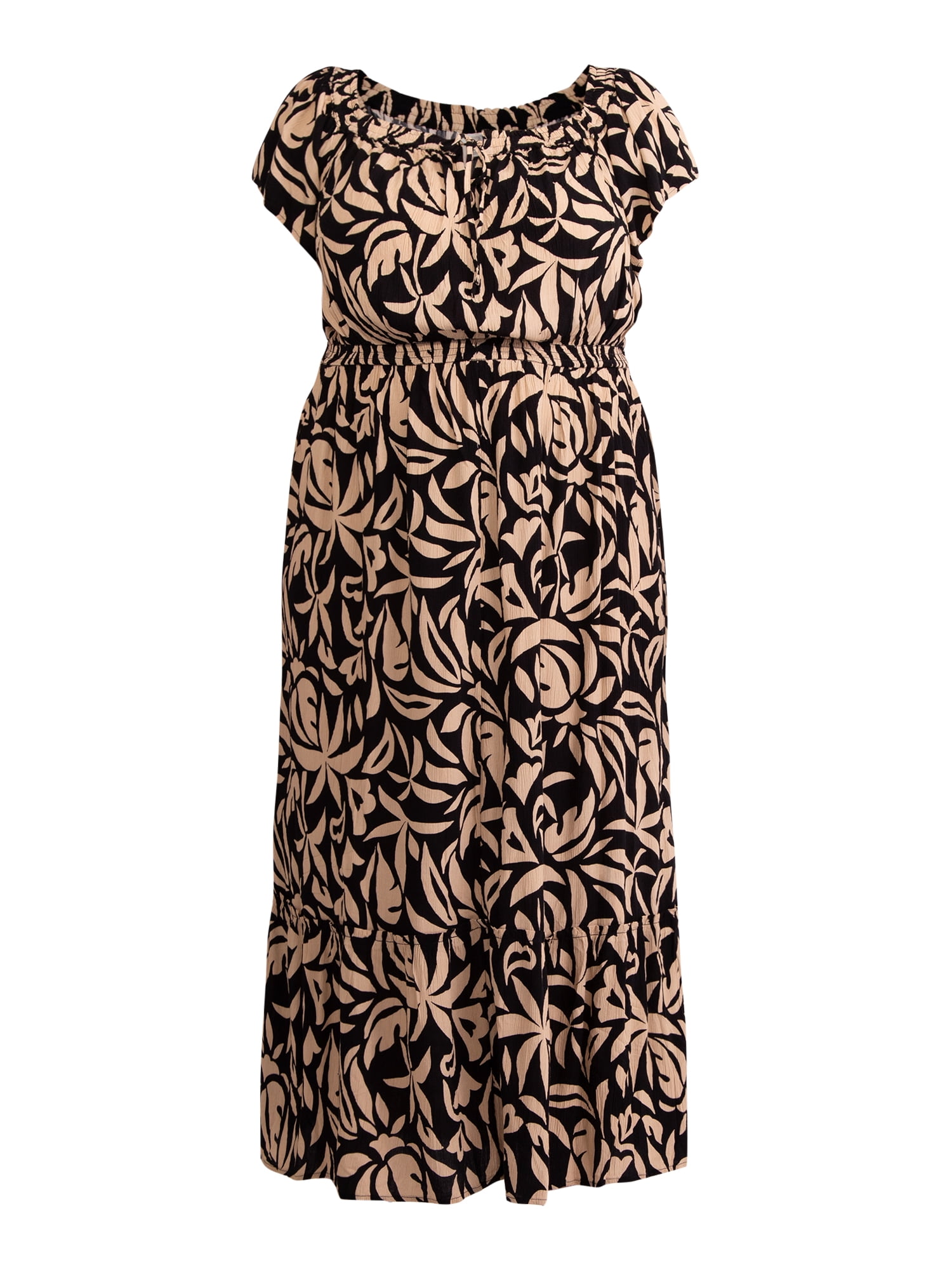 Terra & Sky Women's Plus Crinkle Off Shoulder Maxi Dress, Sizes 0X-5X