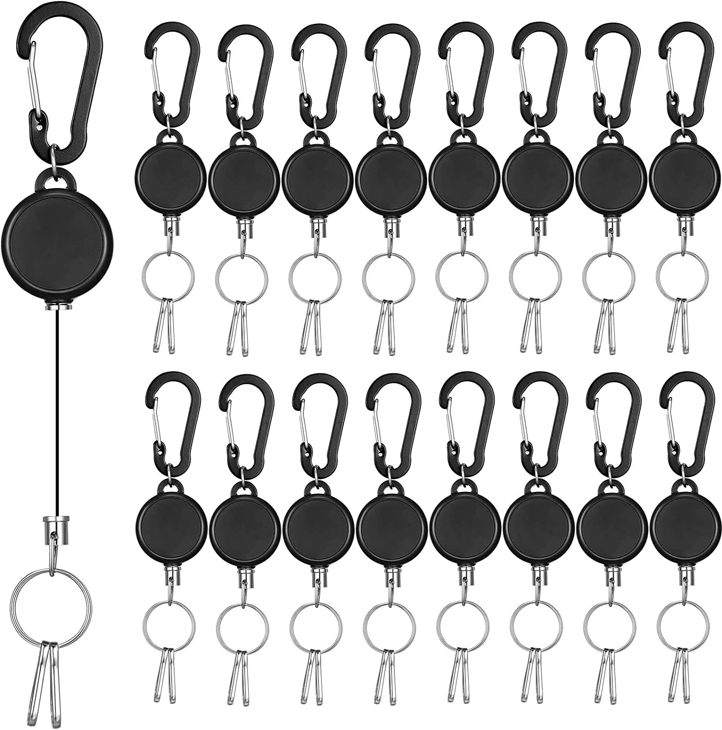 Zoizocp 12 Pieces Mixed Colors Carabiner Retractable Badge Reel Clips Lanyard Extender for Key Ring and ID Cards 6 Colors, Women's, Size: One size