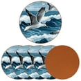 thumbnail image 2 of Seagull Cool Round Microfiber Leather Coasters 6PCS - 11x11 cm/4.3x4.3 in - Set of Stylish Drink Mats for Home and Office, 2 of 6