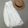 thumbnail image 4 of Summer Korean Version Loose Wild Bat Sleeve Sunscreen Shirt Female Thin Tops Long Sleeve - White, 4 of 7