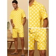 thumbnail image 5 of Unique Bargains Men's Polka Dots Hawaiian Short Sleeves Summer Shirts 2 Pieces Set XL Yellow, 5 of 6