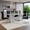 Grey Table Black Chair Seats 6, variant on JUYG 7-Piece Rectangular Dining Set, White Faux Marble MDF Table, 6 White Tufted PVC Chairs