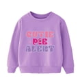 thumbnail image 2 of Boys Sweatshirt Long Sleeve Plus Warm Pullover Cute Letter Print Casual Thick Round Neck Tops Purple 4 Years-5 Years, 2 of 5