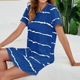 thumbnail image 3 of Defitshape Women's Short Sleeve Cotton Nightgown Sleepwear Cute Loungewear Sleep Shirt Short Nightshirt Nightwear Summer Nighties Polyester Lounge Dress Striped Fitted Blue X-Small, 3 of 3