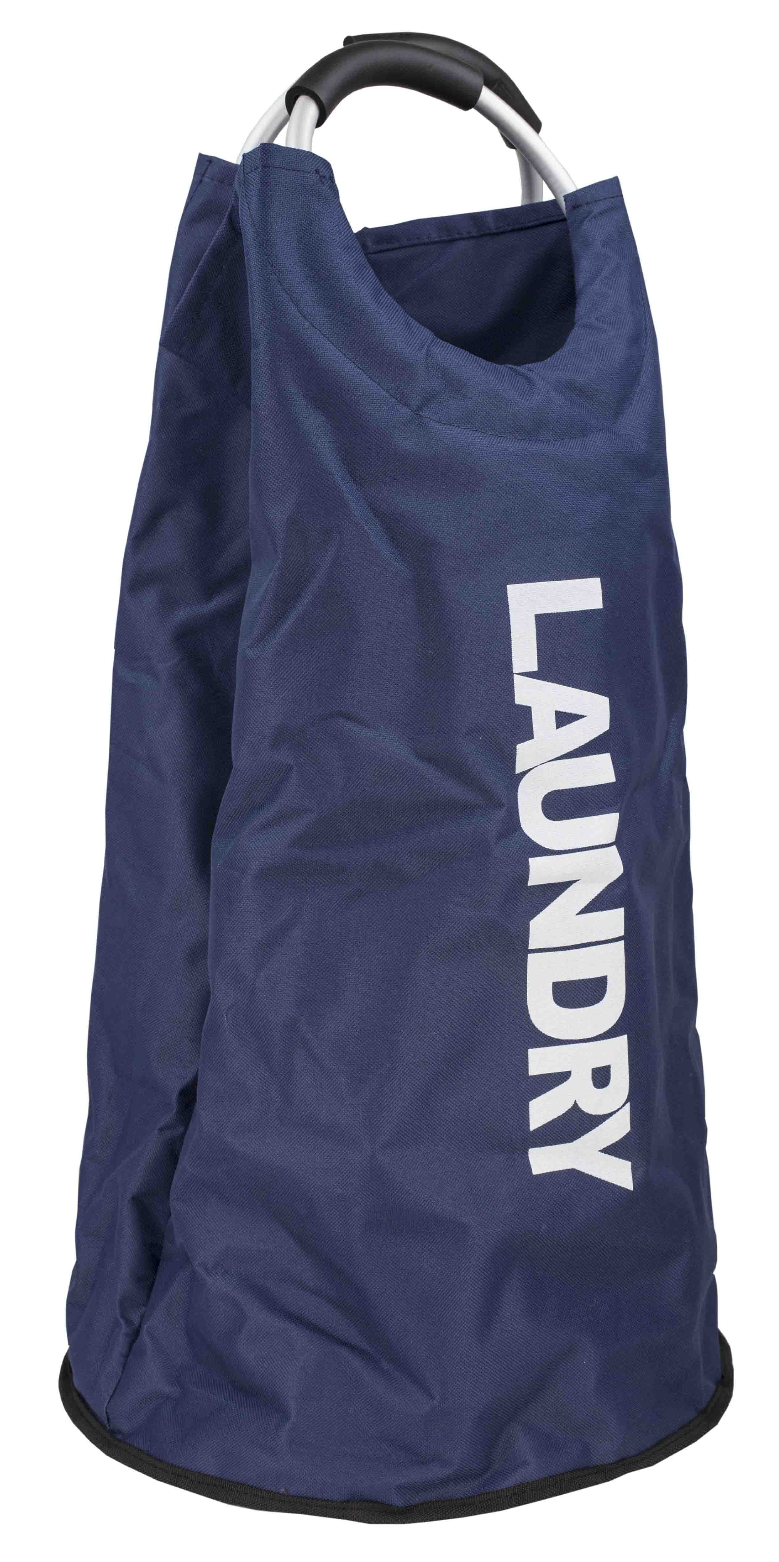 Canvas Laundry Hamper Tote with SoftGrip Padded Aluminum Handles, Navy