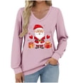 thumbnail image 2 of Fall Tops for Women Long Sleeve V Neck Christmas Tees Holiday Party Ready Loose Fit Seasonal Print Comfort Wear Casual Outfits, 2 of 6