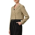 thumbnail image 4 of INSPIRE CHIC Women's Cropped Blazers Notched Lapel Double Breasted Long Sleeve Business Casual Suit Jackets S Khaki, 4 of 5