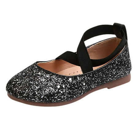 

ZHUASHUM Shoes For Girls Bling Shoes Kids Princess Toddler Girls Baby Dancing Sequins Shoes Black.Size 11-11.5 Years