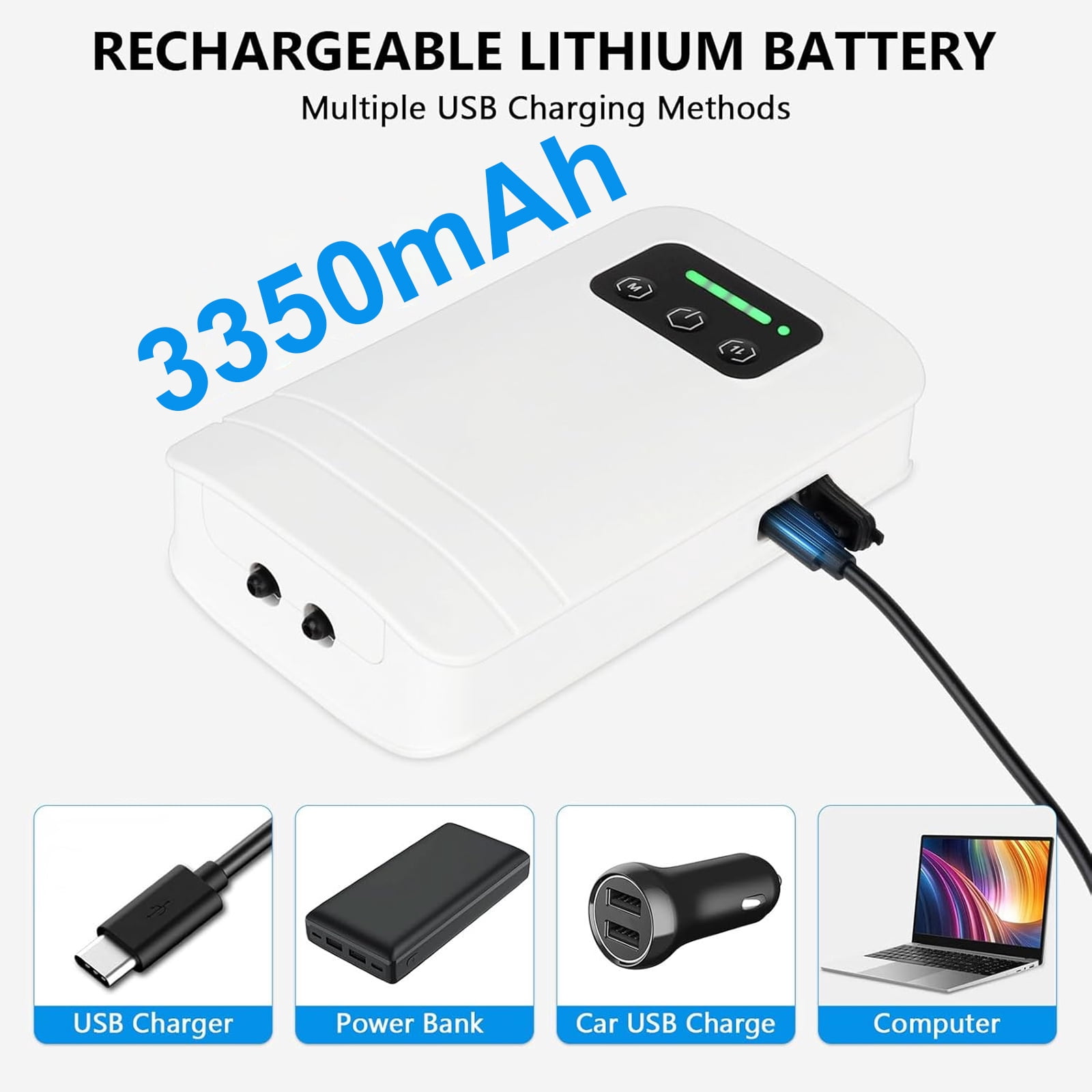 Tawatiler Battery Powered Aquarium Air Pump, USB Rechargeable Aerator Fish Tank Air Pump for 5-125 Gallons Portable Oxygen Pump for Outdoor Fishing, Power Outages and Emergency (4W 80GPH)