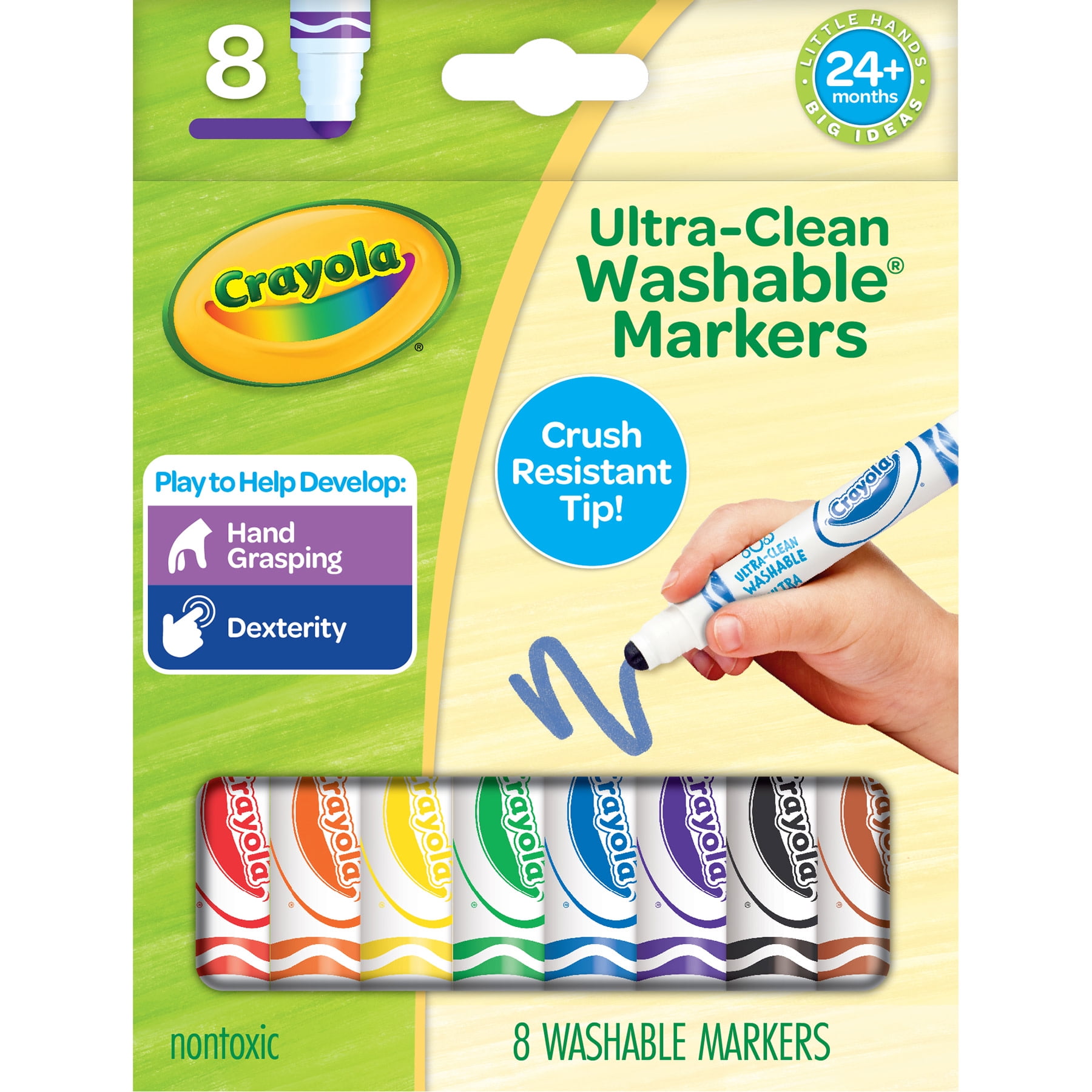 Crayola Washable Tripod Grip Markers, 8 Per Pack, 6 Packs