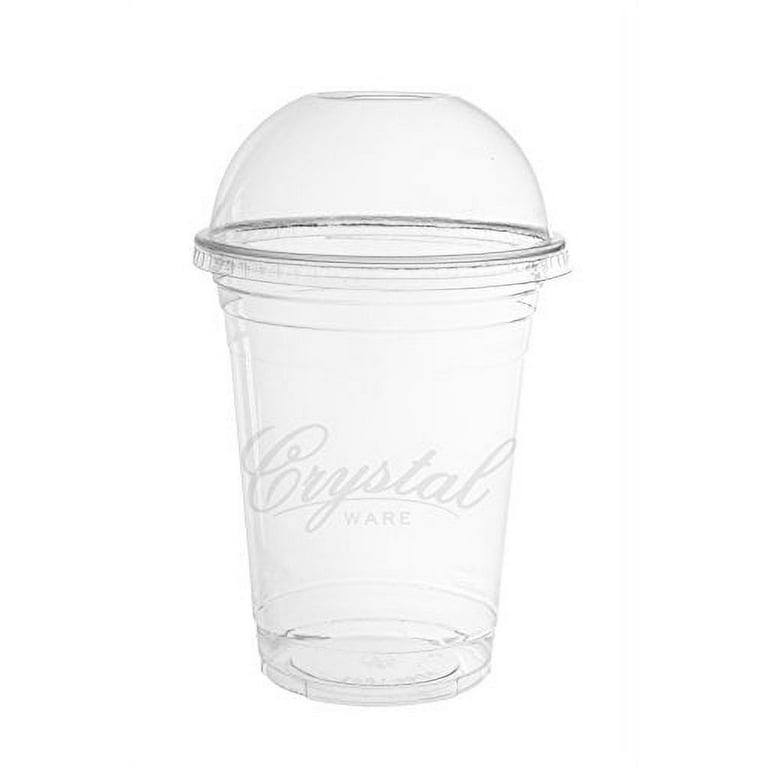 16oz Smoothie Cups & Lids Clear Plastic Party Milkshake Slush with STRAWS