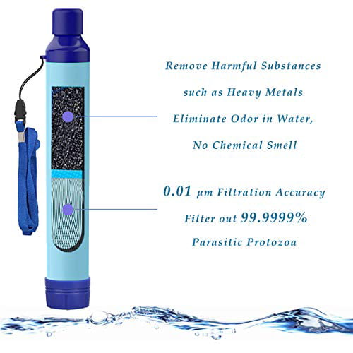 Kerrogee Portable Water Filter Straw,396 Gallon Filtration Capacity,0.01 Micron Filtration Accuracy Survival Water Filter,Easy Carry for Camping,Backpacking