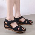 thumbnail image 3 of FAMITION Womens Wedge Sandals Summer Closed Toe Sandals Comfortable Ankle Strap Wedge Heel Dressy Vintage Platform Sandals Black Size 9, 3 of 7
