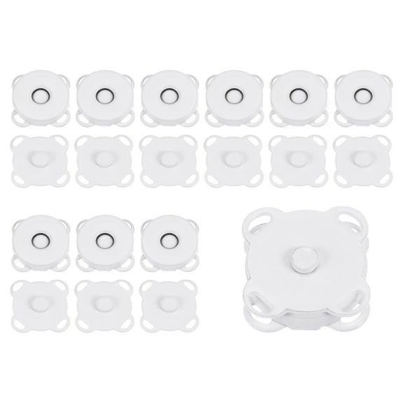 10 Sets Magnetic Snap 14mm Metal Fasteners for Clothing Purse, White