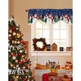 thumbnail image 4 of Christmas Snowman Tie Up Valances Curtain, Xmas Snowflake Tree Navy Blue Adjustable Rod Pocket Short Window Treatment Tie Up Curtains Valances for Kitchen Living Room Bathroom 42x18 Inches, 4 of 9