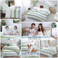thumbnail image 6 of Sage Green Blue Striped Duvet Cover Set, Farmhouse Sage Green Stripes Soft Duvet Cover Full Size Bedding Set 4 Pieces, 1 Quiltcover and 2 Pillowcases with Zipper, 1 Bed Sheet for All Seasons, 6 of 9