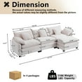 thumbnail image 5 of Gexpusm Sectional Sofa, 111" Corduroy Couch, 4 Seat Lounge Sleeper with Ottoman for Living Room ,Beige, 5 of 7