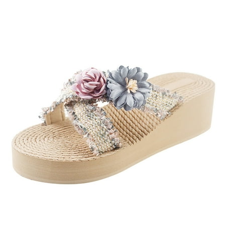 

Youmylove Fashion Women Flip Flops Beach Breathable Sandals Home Slipper Flip Flops Wedges Shoes Stylish Female Cozy Daily Walking