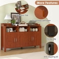thumbnail image 3 of HAUXITIO 55" Farmhouse Buffet Cabinet with 4 Doors & Open Shelves,Kitchen Storage Sideboard for Dining Room & Living Room，Cherry, 3 of 8