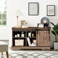 thumbnail image 3 of Costway Farmhouse Sliding Barn Door TV Stand Storage Cabinet Console w/ Adjustable Shelf, 3 of 10