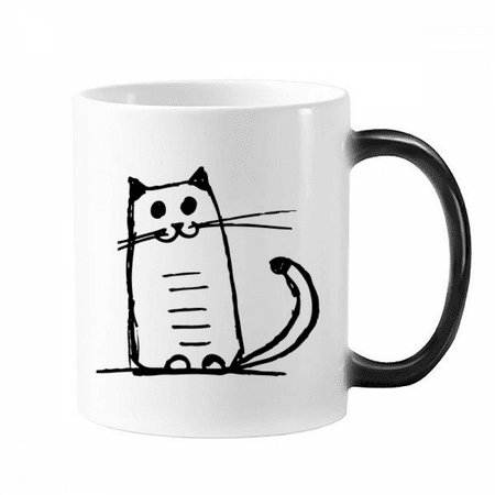 

Cat Sle Sit Black Line Changing Color Mug Morphing Heat Sensitive Cup With Handles 350 ml