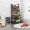 thumbnail image 6 of 4 Tier Wooden Ladder Shelf, Foldable Plant Stand for Indoor Outdoor, Sturdy Fir Wood Storage Rack for Garden Balcony Living Room, No Assembly Needed, Brown, 6 of 6