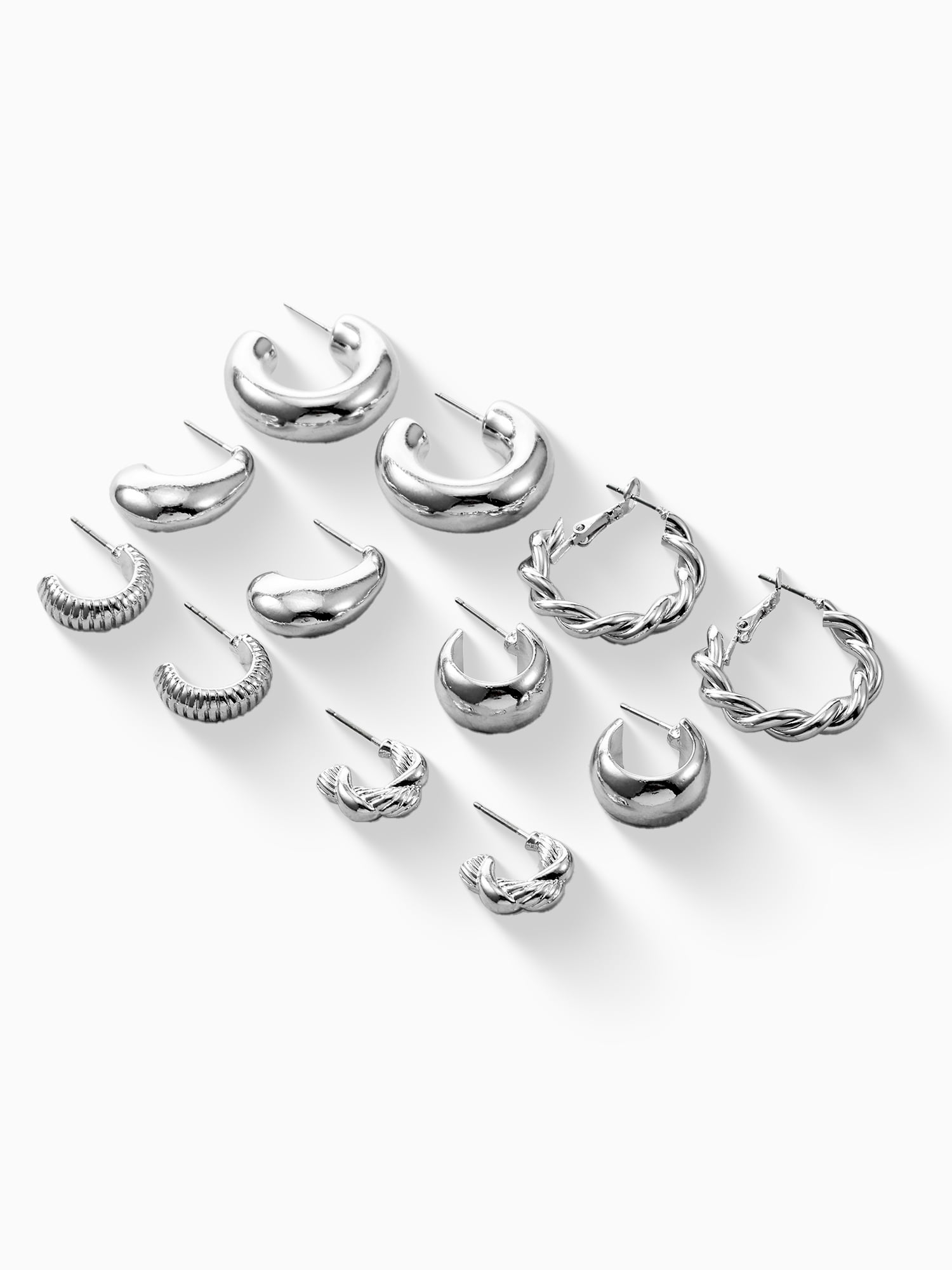 No Boundaries Earring Set, Silver Tone, 6-Piece