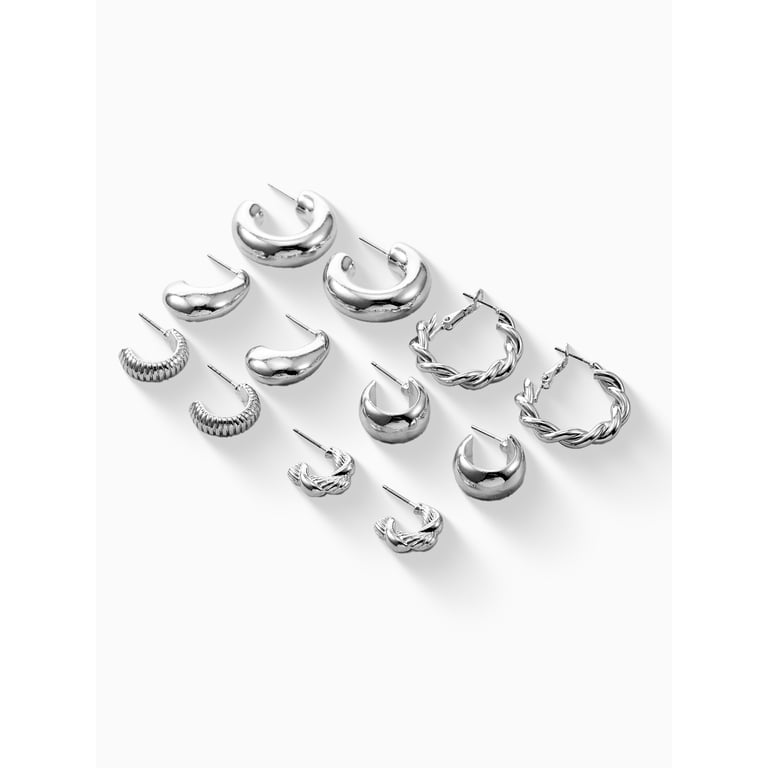 No Boundaries Silver-Tone Multi Earring Set, 6-Pairs photo 2