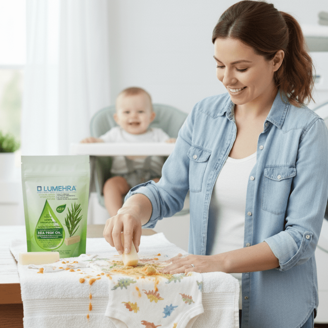 Lumehra Natural Tea Tree Stain Remover Bar Powerful on life’s toughest messes from baby blowouts and grass stains to wine, markers, to sweat and more. 60g