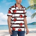 thumbnail image 5 of Haiem Ladybugs on Black and White Striped1 Printed Hawaiian Shirt for Men - Men’s Casual Beach Summer Shirts - Stretch Fabric with Modern Fit-X-Large, 5 of 9